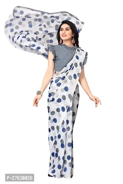 Women Georgette printed  saree with  Unstitched Blouse Piecee Grey-thumb3