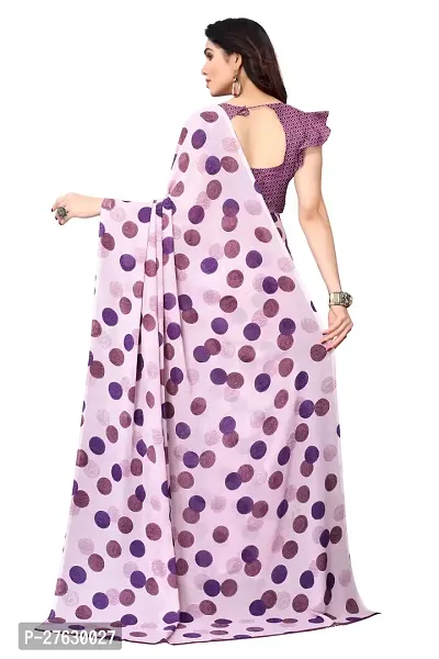 Women Georgette printed  saree with  Unstitched Blouse Piecee Purple-thumb2