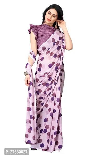 Women Georgette printed  saree with  Unstitched Blouse Piecee Purple-thumb3