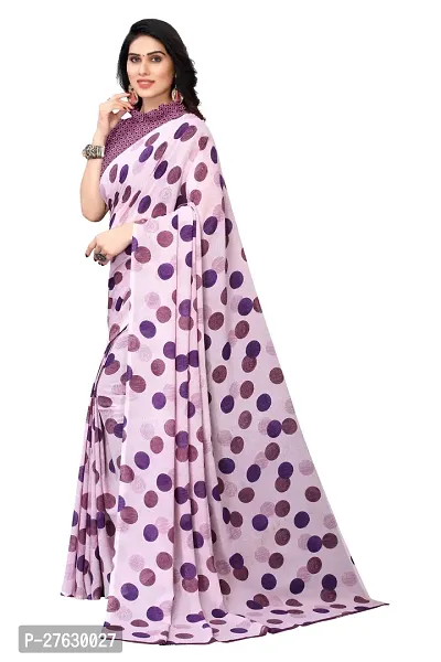 Women Georgette printed  saree with  Unstitched Blouse Piecee Purple-thumb4