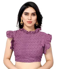 Women Georgette printed  saree with  Unstitched Blouse Piecee Purple-thumb4