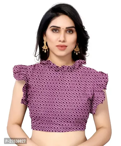 Women Georgette printed  saree with  Unstitched Blouse Piecee Purple-thumb5