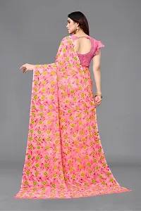 Women Georgette printed leriya saree with  Unstitched Blouse Piecee light pink-thumb3