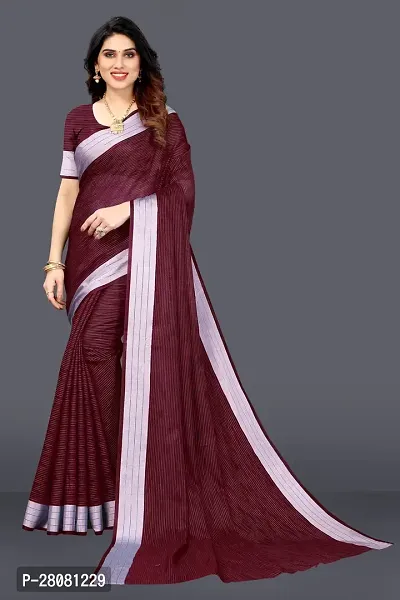 Women lilan cotton saree With Unstitched Blouse Piecee purple