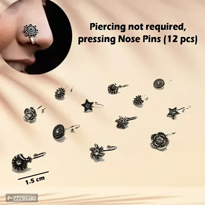 Silver Nose Pin False pressing piercing not required 12 pcs-thumb0