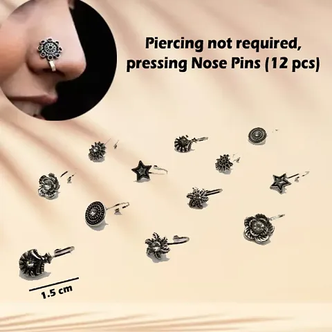 Nose Pin False pressing piercing not required 12 pcs