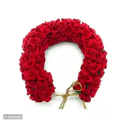 Red/Maroon Rose Gajra (Pack of 1) Mogra Artificial Flower for Juda Bun Hair Accessories-thumb0