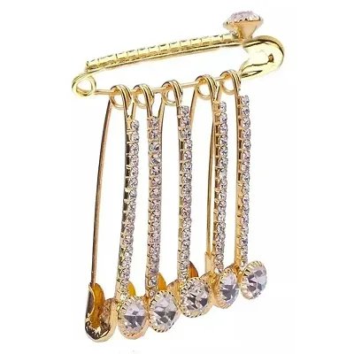 Buy Golden Metal crystal stone safety pin, hijab pin Saree pin