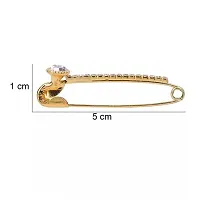 Golden Metal crystal stone safety pin, hijab pin Saree pin brooch (Pack of 6)-thumb1