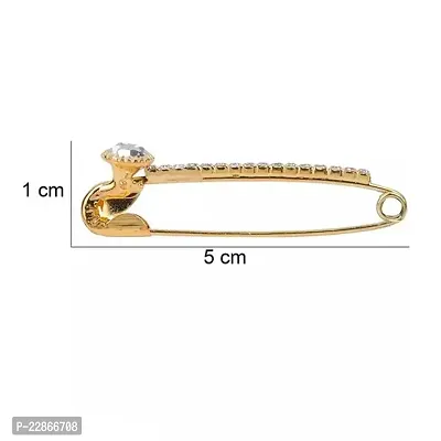Golden Metal crystal stone safety pin, hijab pin Saree pin brooch (Pack of 6)-thumb2