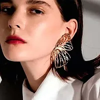 Big Oversized Golden Butterfly wings earrings studs-thumb2