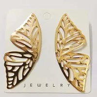 Big Oversized Golden Butterfly wings earrings studs-thumb3