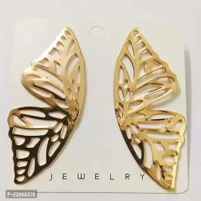 Big Oversized Golden Butterfly wings earrings studs-thumb4