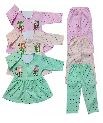 Baby Girl's Frock Pajama, Kids Fock Set Pack Of 3