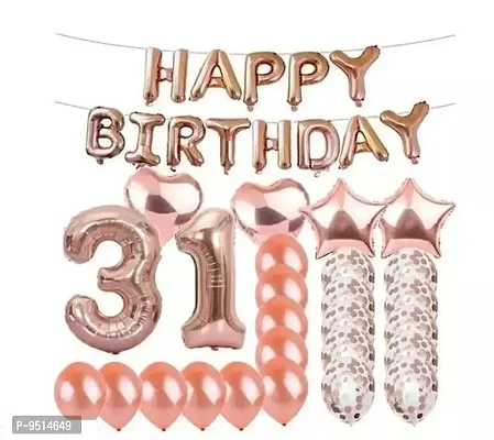 Trendy Rose Gold Number 31 Balloons, 31Th Foil Balloons Latex Balloon Decoration, Great 31Th Birthday Gifts For Girls