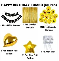 Trendy Happy Birthday Foil Balloons And Metallic Balloons Party Decoration Kit Combo For Adult And Kids Emoji Smiley Balloons Theme, Pack Of 50 Pieces-thumb1