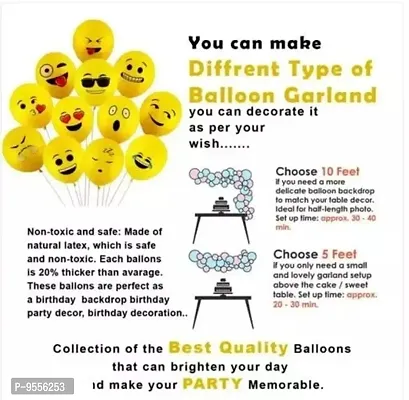 Trendy Happy Birthday Foil Balloons And Metallic Balloons Party Decoration Kit Combo For Adult And Kids Emoji Smiley Balloons Theme, Pack Of 50 Pieces-thumb3
