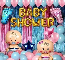 Trendy Kg Baby Shower Combo Decorations Set-38Pcs Baby Shower Balloon, Latex, Star Foil Balloon, Baby With Foil Curtain For Maternity-thumb2