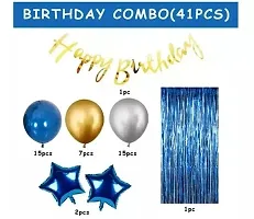 Trendy Kalrazzgifts Happy Birthday Decorations For Boys- Golden Foil Banner, Blue Foil Curtain,Star Foil Balloons, Metallic Balloons -Decoration Items For Birthday Party-thumb1