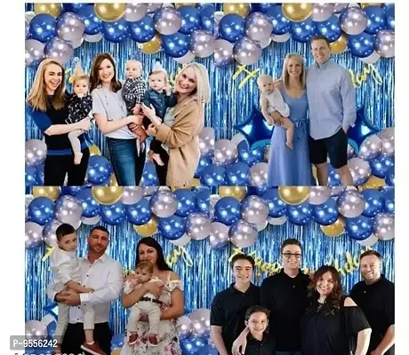 Trendy Kalrazzgifts Happy Birthday Decorations For Boys- Golden Foil Banner, Blue Foil Curtain,Star Foil Balloons, Metallic Balloons -Decoration Items For Birthday Party-thumb4