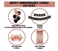 Happy Anniversary Decoration Kit For Home -34 Items Rose Gold Combo Set Bunting, Curtains, Balloons, Foil Balloons anniversary decoration items For Bedroom-thumb1