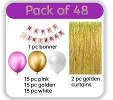Birthday Decorati with HD Metallic Ballo(15 Pink, 15 White  15 Golden)-thumb1