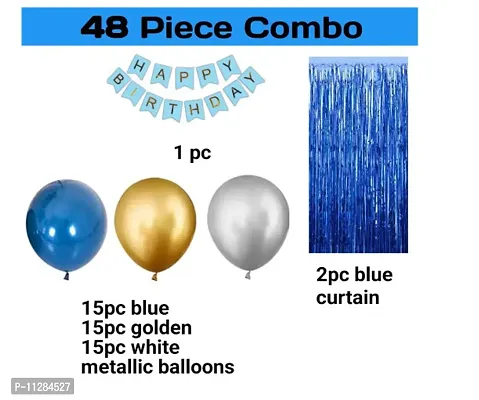 Ballo with HD Metallic Ballo(15 Blue, 15 White  15 Golden) (Pack of 48)-thumb2