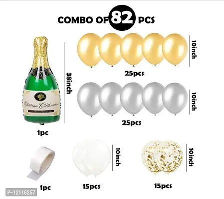 Champagne Foil Party Balloons Garland Set-82Pcs With Confetti Balloon, 5 and 12 Metallic Rubber Baloon Decoration Kit for Bride to Be, Birthday Decoration Item, Happy Anniversary-thumb2