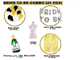 Bride to Be Decoration Set Combo - 41Pcs Bridal Shower Decorations Kit with Silver Foil Balloons, Foil Curtains, Bride to Be Props for Bachelorette Party-thumb2