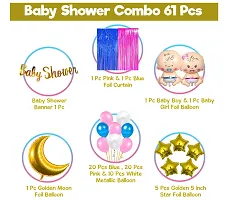 Baby Shower Decorations Item Combo Set-61Pcs Baby Shower letter foil banner, Latex, Star Foil Balloon With Moon Foil Balloon For Maternity, Pregnancy Photoshoot Material Items Supplies-thumb1