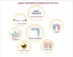 Baby Shower Combo Decorations Set-49Pcs Baby Shower Balloon, Latex, Star Foil Balloon, Baby with for Maternity, Pregnancy Photoshoot Material Items Supplies Curtain-thumb1