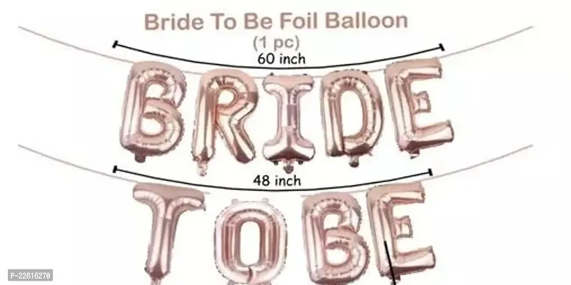 Bride to Be Decoration Combo Set of 44 Pcs for Rose Gold Bridal Shower Decorations, Foil Banner with Heart  Star Balloons, Confetti  Metallic Balloons, Silver Curtains, Bride to Be Sash-thumb2