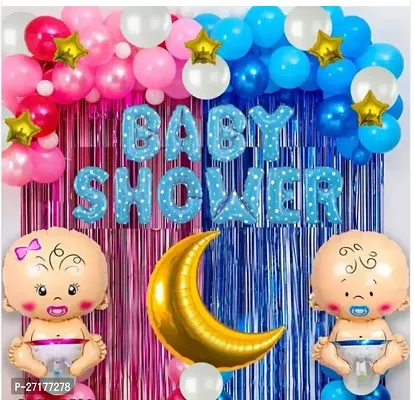 Baby Shower Decoration Items Set-62Pcs Kit Baby Shower Foil Banner|Multicolor Latex Balloons Baby Shower Decoration Kit For Maternity Pregnancy Photoshoot|Decor