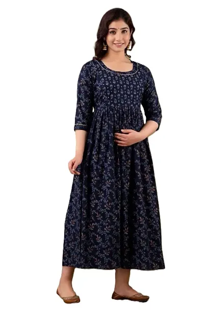 Stylish Rayon Anarkali Stitched Maternity Kurta For Women