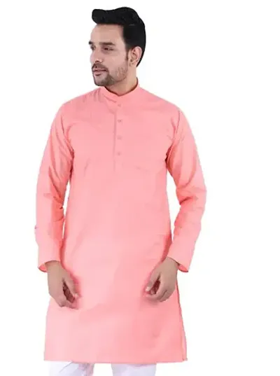 Sadree Men's Kurta Set (Medium, Peach)