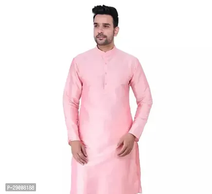 Men Stylish Silk Solid Straight Kurta-thumb0