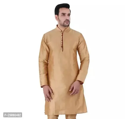 Men Stylish Silk Solid Straight Kurta-thumb0