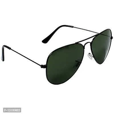 GLAMORSTYL Trending Aviator Shape Black Green UV Protection Sunglasses For Men & Women