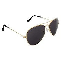 GLAMORSTYL Aviator Unisex Sunglasses, Black and Gold Frame, Black Lens (Medium) Pack of 2-thumb3