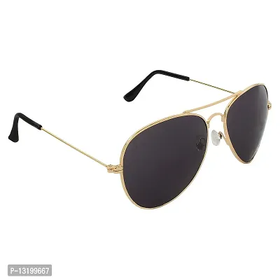 GLAMORSTYL Aviator Unisex Sunglasses, Black and Gold Frame, Black Lens (Medium) Pack of 2-thumb4