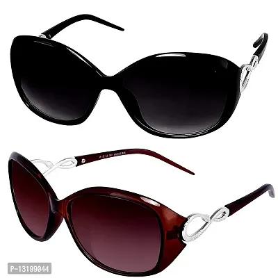 GLAMORSTYL Unisex Adult Butterfly Sunglasses Black Frame (Medium) - Pack of 2-thumb0