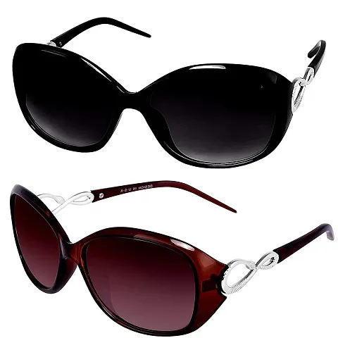 GLAMORSTYL Unisex Adult Butterfly Sunglasses Black Frame (Medium) - Pack of 2