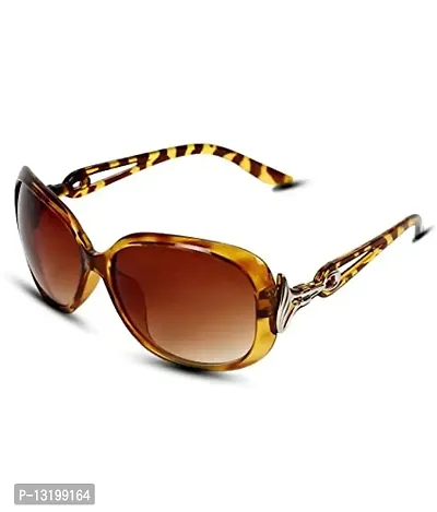 GLAMORSTYL Stylish Butterfly Over size Sunglasses for women(Size Medium) TIGER BROWN-thumb5