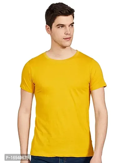 Stylish Cotton Yellow T Shirt For Man-thumb0