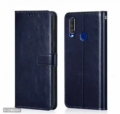 FASCINATING ACCESSORIES Shock Proof Flip Cover Back Case Cover for VIVO Y11 Flexible  Leather Finish  Card Pockets Wallet And Stand  BLUE-thumb0