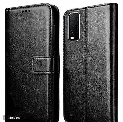 FASCINATING ACCESSORIES Shock Proof Flip Cover Back Case Cover for VIVO Y20G Flexible  Leather Finish  Card Pockets Wallet And Stand  BLACK-thumb0