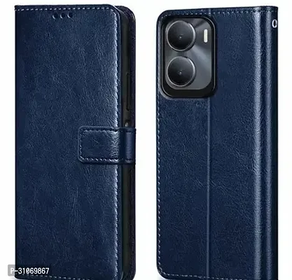 FASCINATING ACCESSORIES Shock Proof Flip Cover Back Case Cover for VIVO Y56 Flexible  Leather Finish  Card Pockets Wallet And Stand  Chestnut BLUE-thumb0