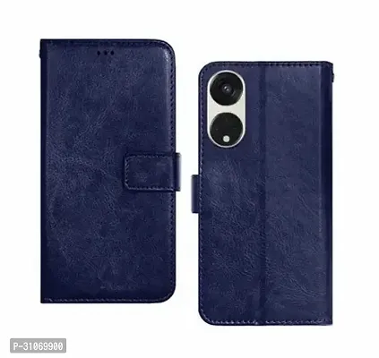 FASCINATING ACCESSORIES Shock Proof Flip Cover Back Case Cover for OPPO RENO 8T 5G Flexible  Leather Finish  Card Pockets Wallet And Stand BLUE