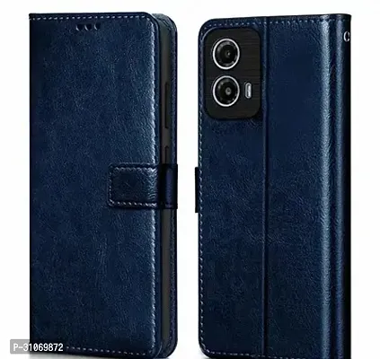 FASCINATIONG ACCESSORIES Shock Proof Flip Cover Back Case Cover for Motorola Moto G34 5G Flexible  Leather Finish  Card Pockets Wallet And Stand  Blue-thumb0