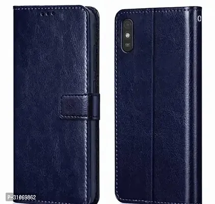 FASCINATING ACCESSORIES Shock Proof Flip Cover Back Case Cover for Samsung REDMI 9i Flexible  Leather Finish  Card Pockets Wallet And Stand blue-thumb0